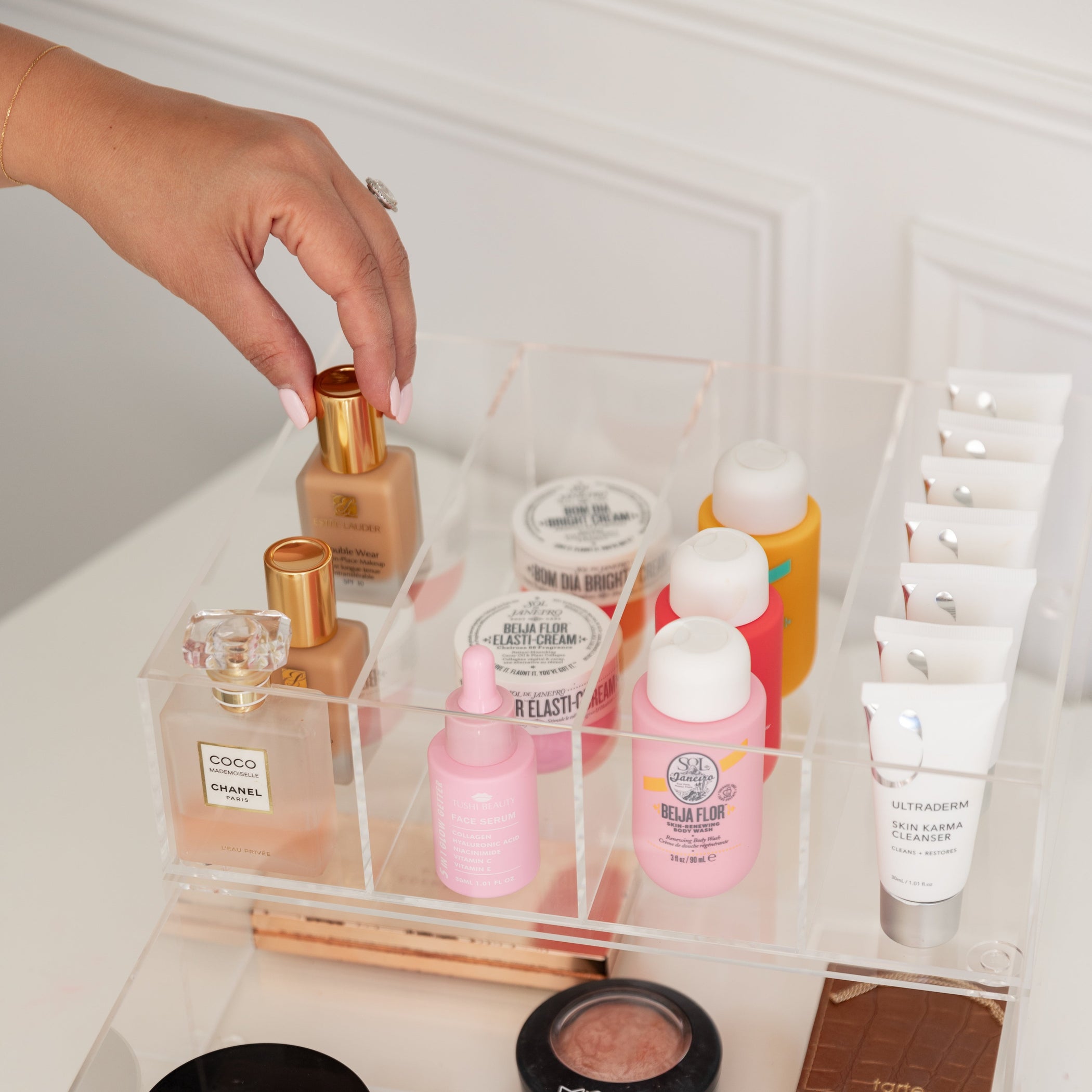 Stackable Acrylic Cosmetic Organiser with Dividers, 33cm – Little Label Co