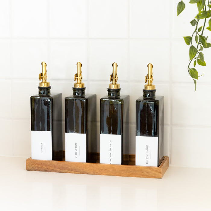 Oil & Vinegar Book Bottles with Tray Pack - Little Label Co Australia - The Home of Organisation For Kitchen, Bathroom, Laundry & More