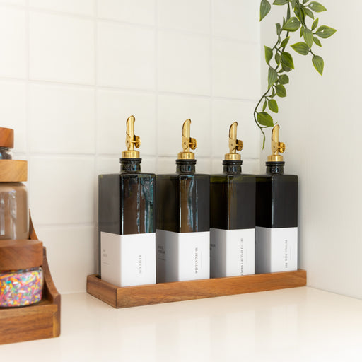 Oil & Vinegar Book Bottles with Tray Pack - Little Label Co Australia - The Home of Organisation For Kitchen, Bathroom, Laundry & More