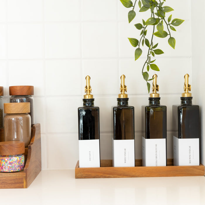 Oil & Vinegar Book Bottles with Tray Pack - Little Label Co Australia - The Home of Organisation For Kitchen, Bathroom, Laundry & More