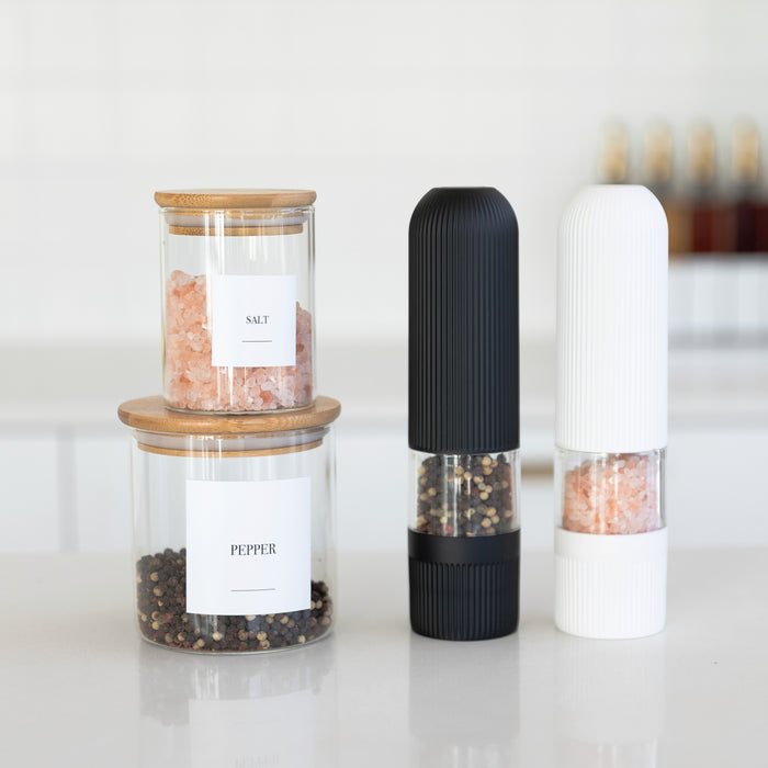 Electric Salt & Pepper Grinder Set - Little Label Co The Home of Organisation For Kitchen, Bathroom, Laundry & More