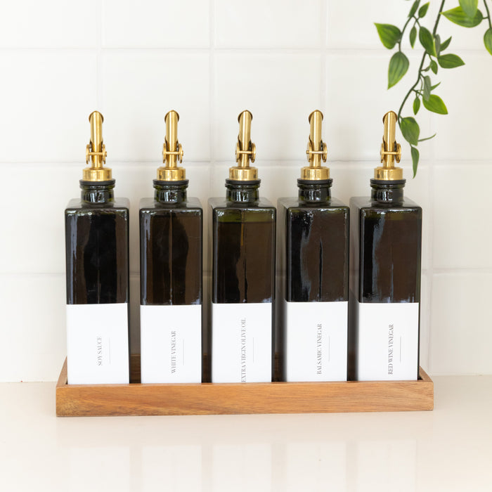 Oil & Vinegar Book Bottles with Tray Pack - Little Label Co Australia - The Home of Organisation For Kitchen, Bathroom, Laundry & More