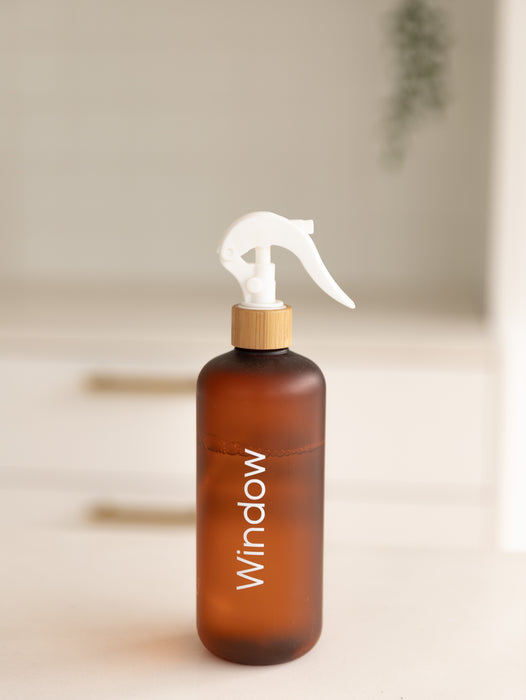 Brown Frost Bottle with White Spray - 500ml - Little Label Co The Home of Organisation For Kitchen, Bathroom, Laundry & More