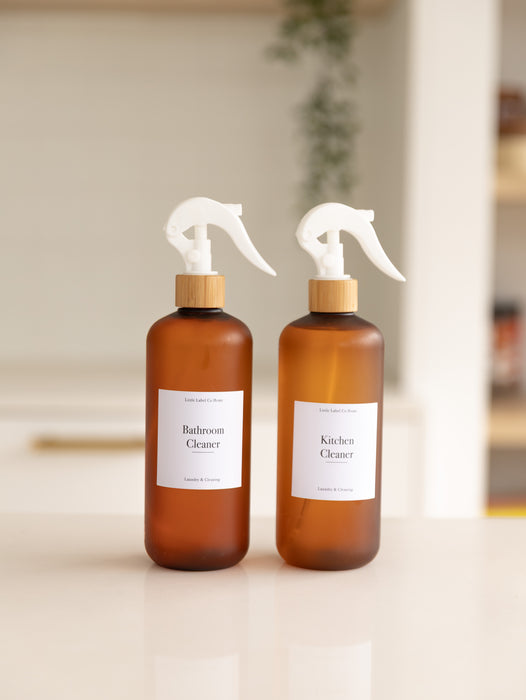 Brown Frost Bottle with White Spray - 500ml - Little Label Co The Home of Organisation For Kitchen, Bathroom, Laundry & More