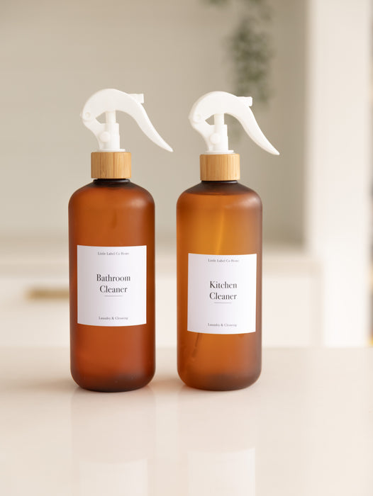 Brown Frost Bottle with White Spray - 500ml - Little Label Co The Home of Organisation For Kitchen, Bathroom, Laundry & More