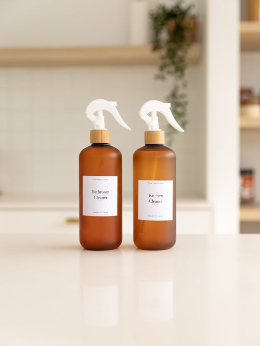 Brown Frost Bottle with White Spray - 500ml - Little Label Co The Home of Organisation For Kitchen, Bathroom, Laundry & More