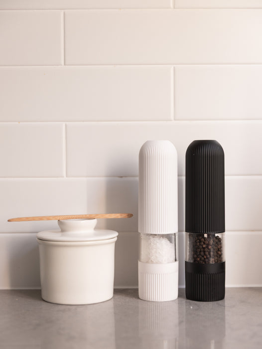 Electric Salt & Pepper Grinder & Butter Bell Set
