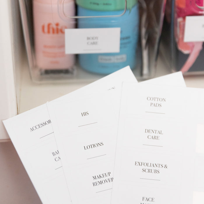 Bathroom Organisation Stickers - 36 Label Pack