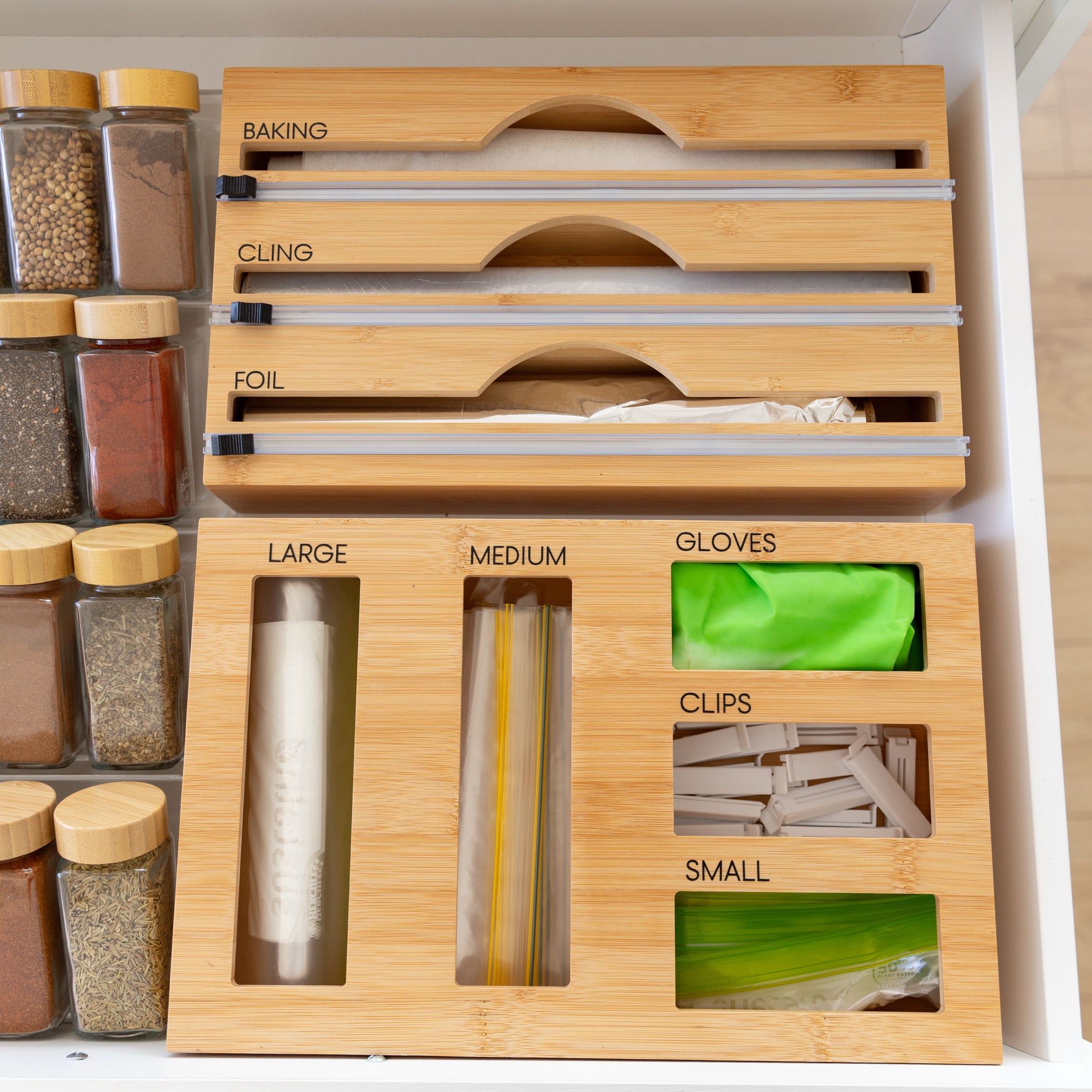 Bamboo Shaker Kitchen Drawer Organiser Pack – Little Label Co