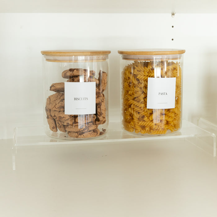 Acrylic Pantry Shelf Riser - Little Label Co Australia - The Home of Organisation For Kitchen, Bathroom, Laundry & More