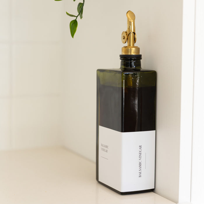 Green Oil & Vinegar Rectangle Book Bottle 500ml (Gold Pourer)