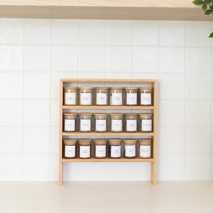 Standing 4-Tier Spice Rack with 18 x 75ml Herb & Spice Jars Pack