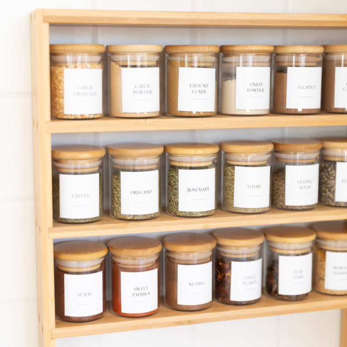 Standing 4-Tier Spice Rack with 18 x 75ml Herb & Spice Jars Pack