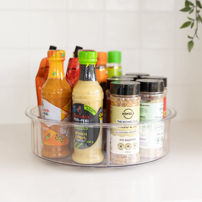 Clear Turntable Lazy Susan Tray with Dividers