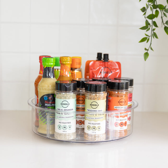 Clear Turntable Lazy Susan Tray with Dividers