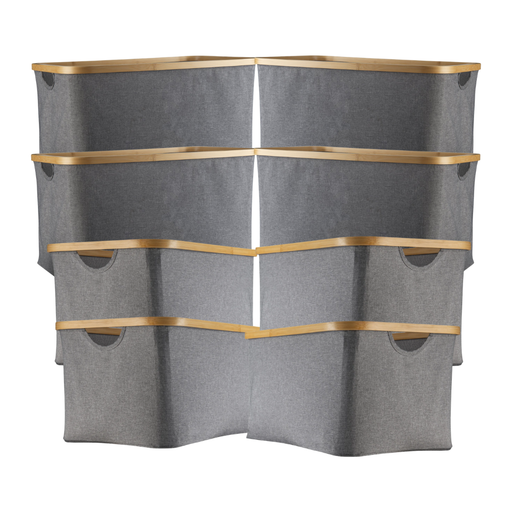 Dark Grey Linen Storage Basket - 8 Set - Little Label Co Australia - The Home of Organisation For Kitchen, Bathroom, Laundry & More