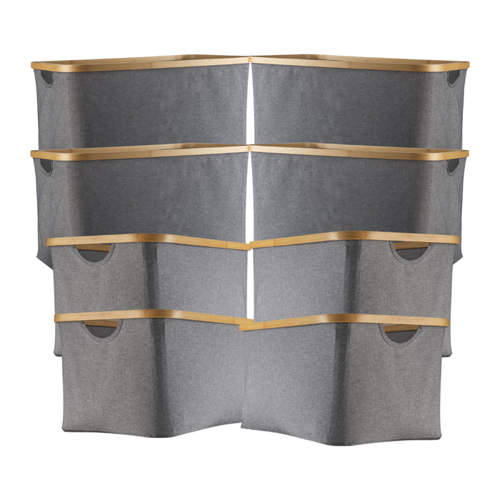 Dark Grey Linen Storage Basket - 8 Set - Little Label Co Australia - The Home of Organisation For Kitchen, Bathroom, Laundry & More