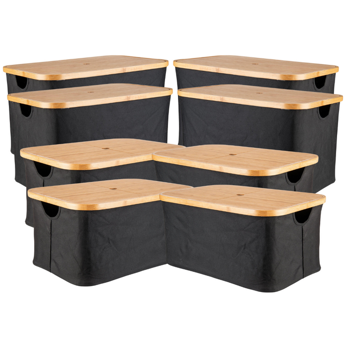 Black Fabric Bamboo Linen Storage Basket Set - 8 Pack