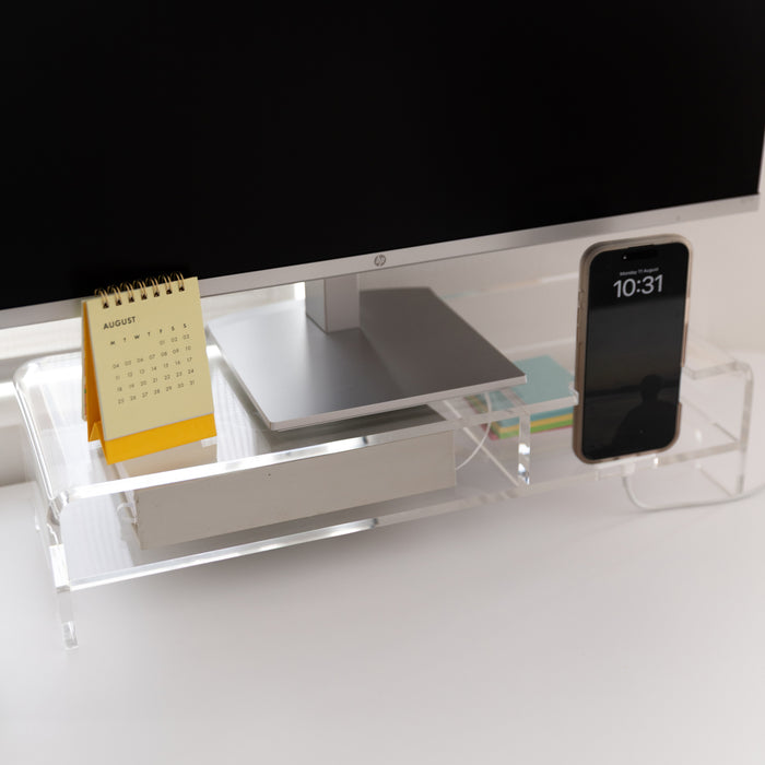 Acrylic Monitor Stand - Little Label Co The Home of Organisation For Kitchen, Bathroom, Laundry & More