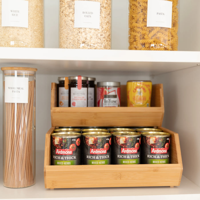 Complete Bamboo & Glass Pantry Organisation Set