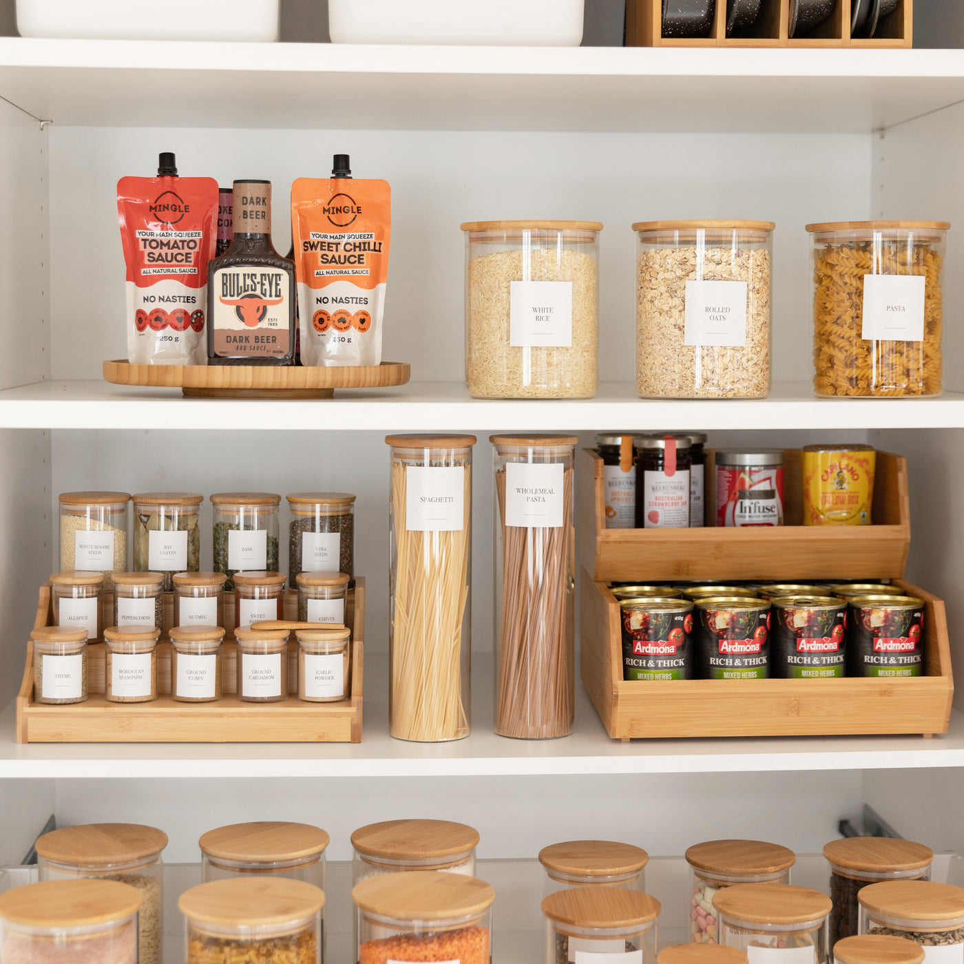 Complete Round Bamboo Pantry Organisation Set - Little Label Co