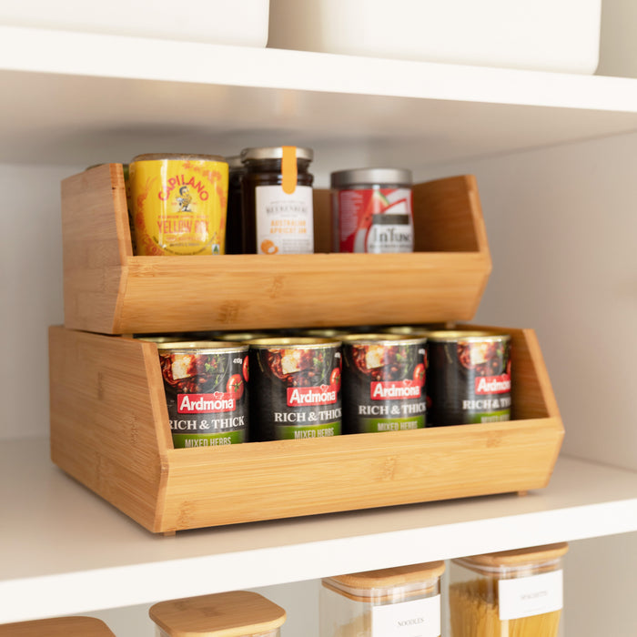 Complete Square Bamboo & Glass Pantry Organisation Set