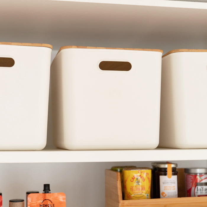 Complete Square Bamboo & Glass Pantry Organisation Set