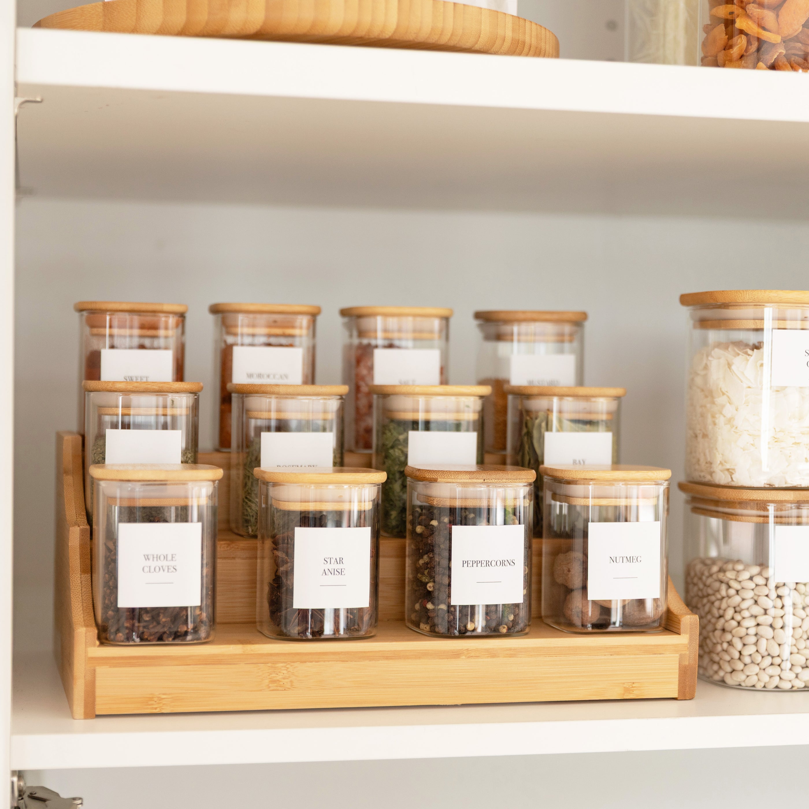 Complete Square Bamboo & Glass Pantry Organisation Set – Little Label Co