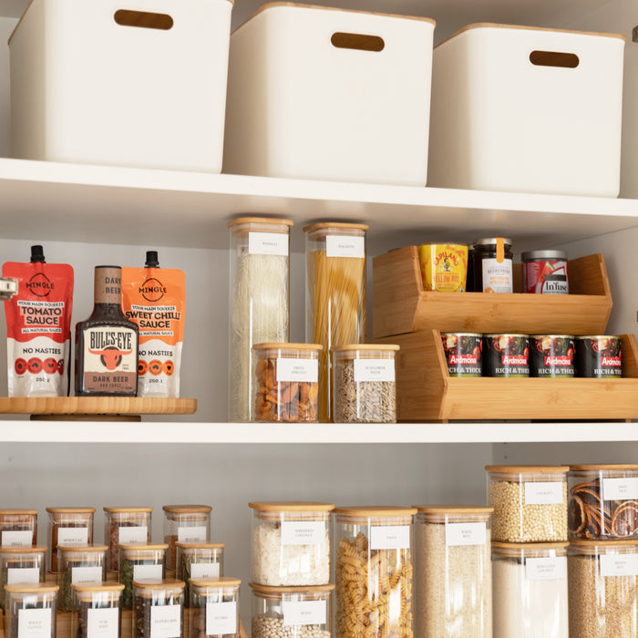 Ultimate Square Bamboo & Glass Pantry Container Set
