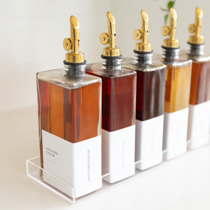 Oil & Vinegar Book Bottles with Acrylic Tray - 5 Pack