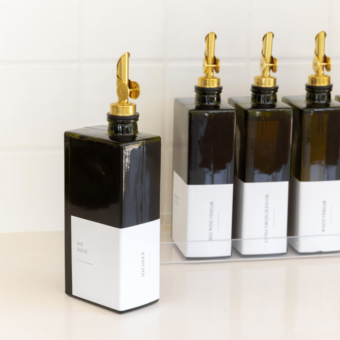 Green Oil & Vinegar Rectangle Book Bottle 500ml (Gold Pourer)