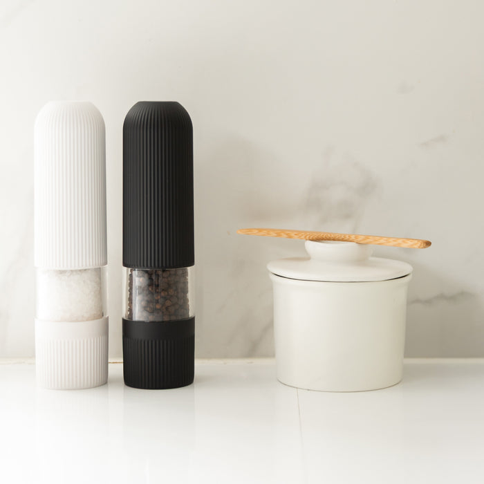 Electric Salt & Pepper Grinder & Butter Bell Set