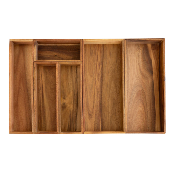 Essential Acacia Wood Drawer Organiser Set of 6