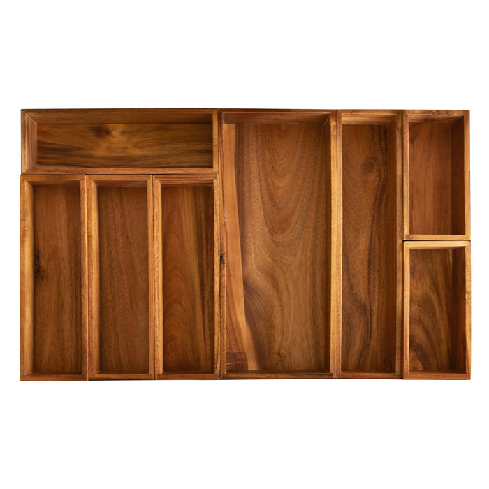 Complete Acacia Wood Drawer Organiser Set of 8