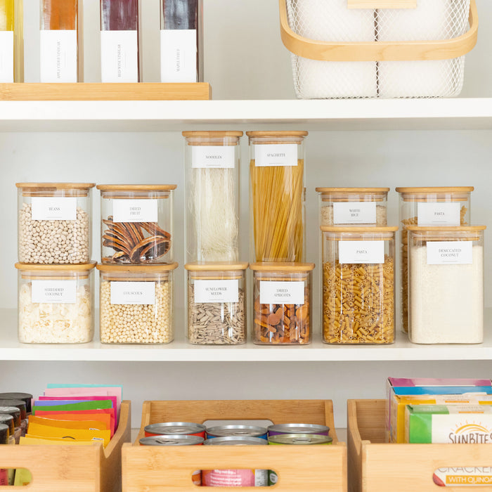Small Square Bamboo Jar Pack - Little Label Co Australia - The Home of Organisation For Kitchen, Bathroom, Laundry & More