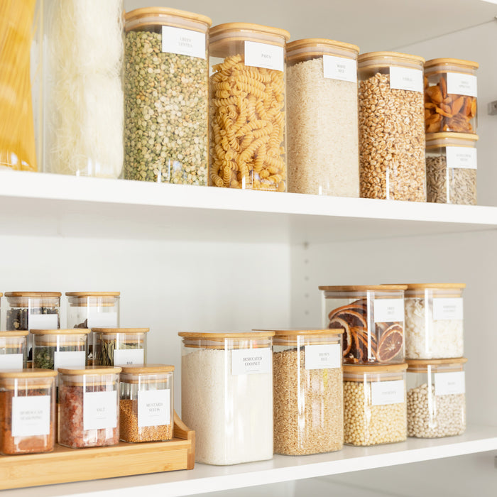 Square Bamboo Glass Deluxe Pantry Pack