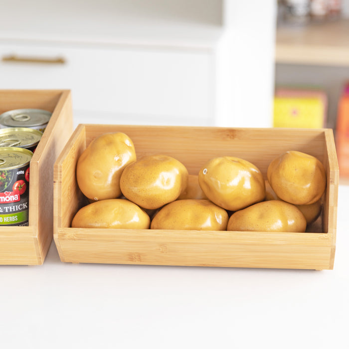 Bamboo Stackable Organiser Wide - Little Label Co The Home of Organisation For Kitchen, Bathroom, Laundry & More