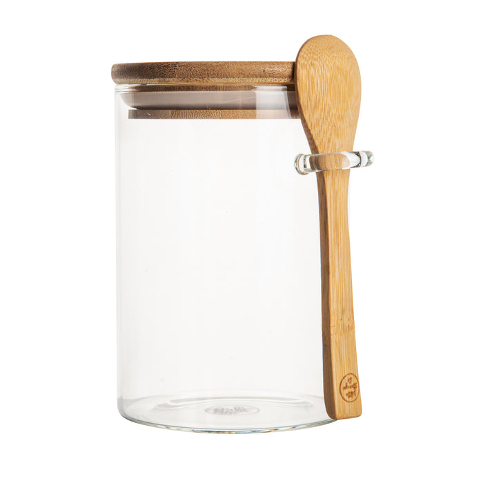 500 ML Wooden Lid Glass Jar With Spoon, For Food Storage