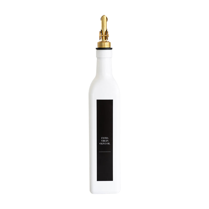 White Oil & Vinegar Bottle with Gold Pourer - 500ml - Little Label Co The Home of Organisation For Kitchen, Bathroom, Laundry & More