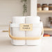 White Small Handy Storage Basket with Wooden Handle - Little Label Co The Home of Organisation For Kitchen, Bathroom, Laundry & More