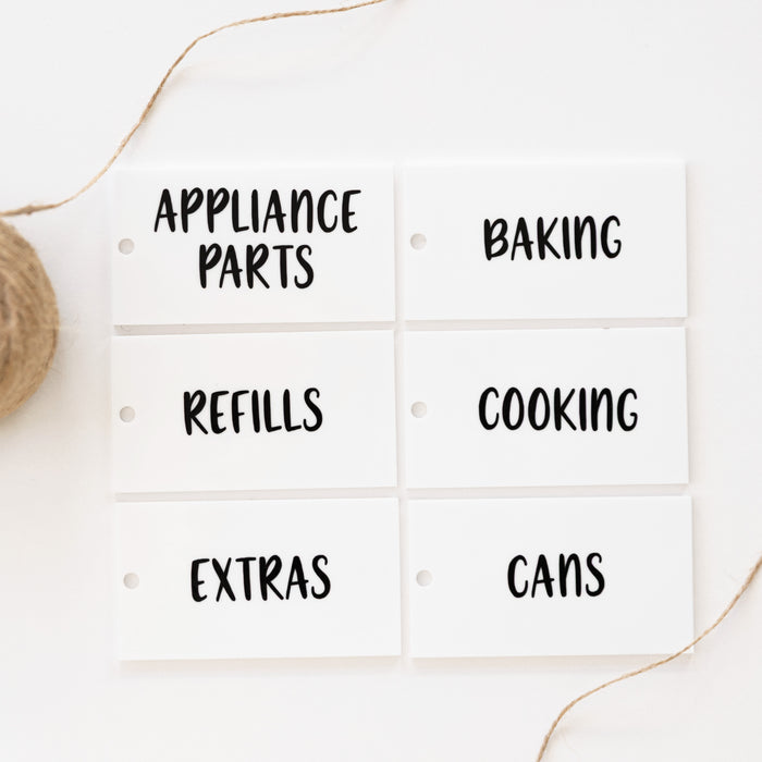 Swing Acrylic and Bamboo Tags (with custom labels) - Little Label Co The Home of Organisation For Kitchen, Bathroom, Laundry & More