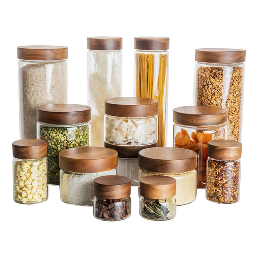 Square Bamboo & Glass Jar Collection  Kitchen Organisation — Little Label  Co