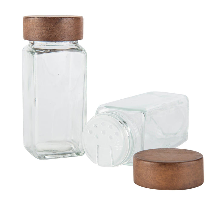 Acacia Wood Shaker Spice Jars 125ml - Little Label Co - - 30%, Acacia Storage Jars, Acacia Wood, Food Storage Containers, Glass Storage
