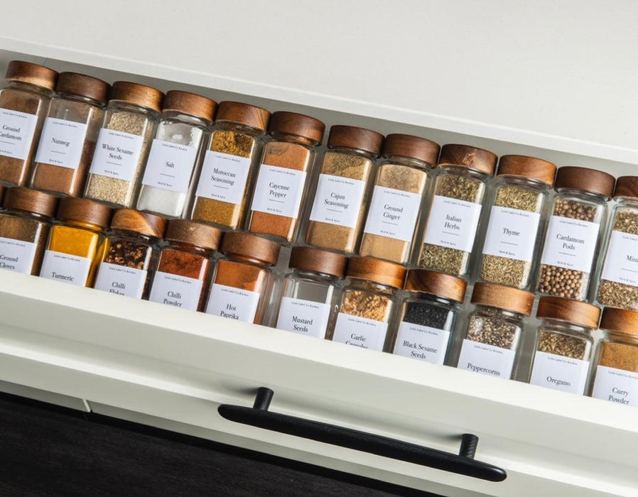 Acrylic Herb & Spice Drawer Organiser - Little Label Co - New to Store - Herb & Spice Jar Storage, Herb & Spice Organisation, Kitchen Organisation, Kitchen Storage, Pantry Organisation