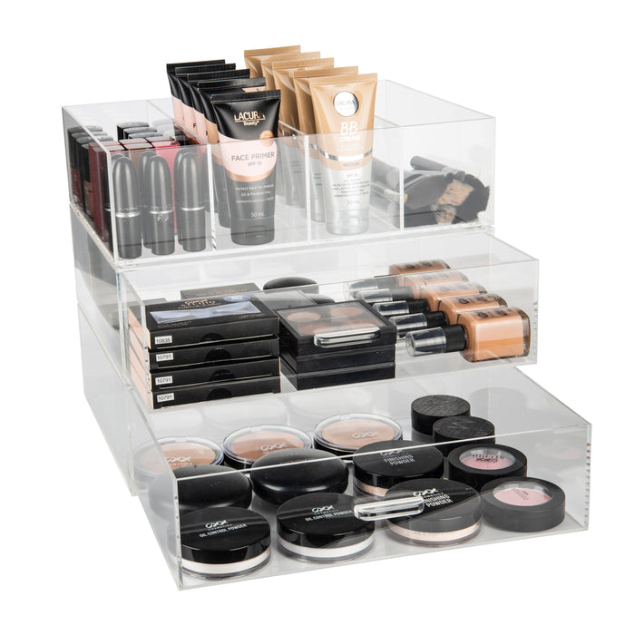 Acrylic Stackable Cosmetic Organiser with Dividers 33cm - Little Label Co - Storage & Organization - 20%, Acrylic Storage, Catchoftheday, Drawer Organisation, Home Organisation, Kitchen Organisation, Kitchen Storage, Makeup Organisation, warehouse