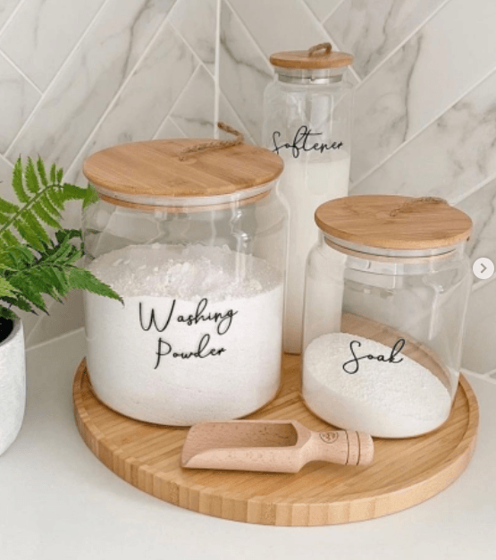 4L Glass Jar with Bamboo and Twine Lid For Your Pantry or Laundry, Laundry  and Kitchen Organisation
