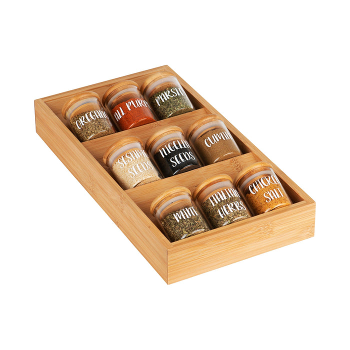 Bamboo Herb & Spice Drawer Organiser - Little Label Co - Spice Organizers - 60%, Bamboo Storage Solutions, Catchoftheday, warehouse