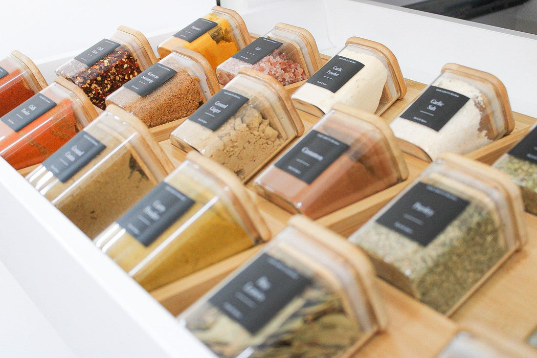 Bamboo Herb & Spice Drawer Organiser - Little Label Co - Spice Organizers - 60%, Bamboo Storage Solutions, Catchoftheday, warehouse