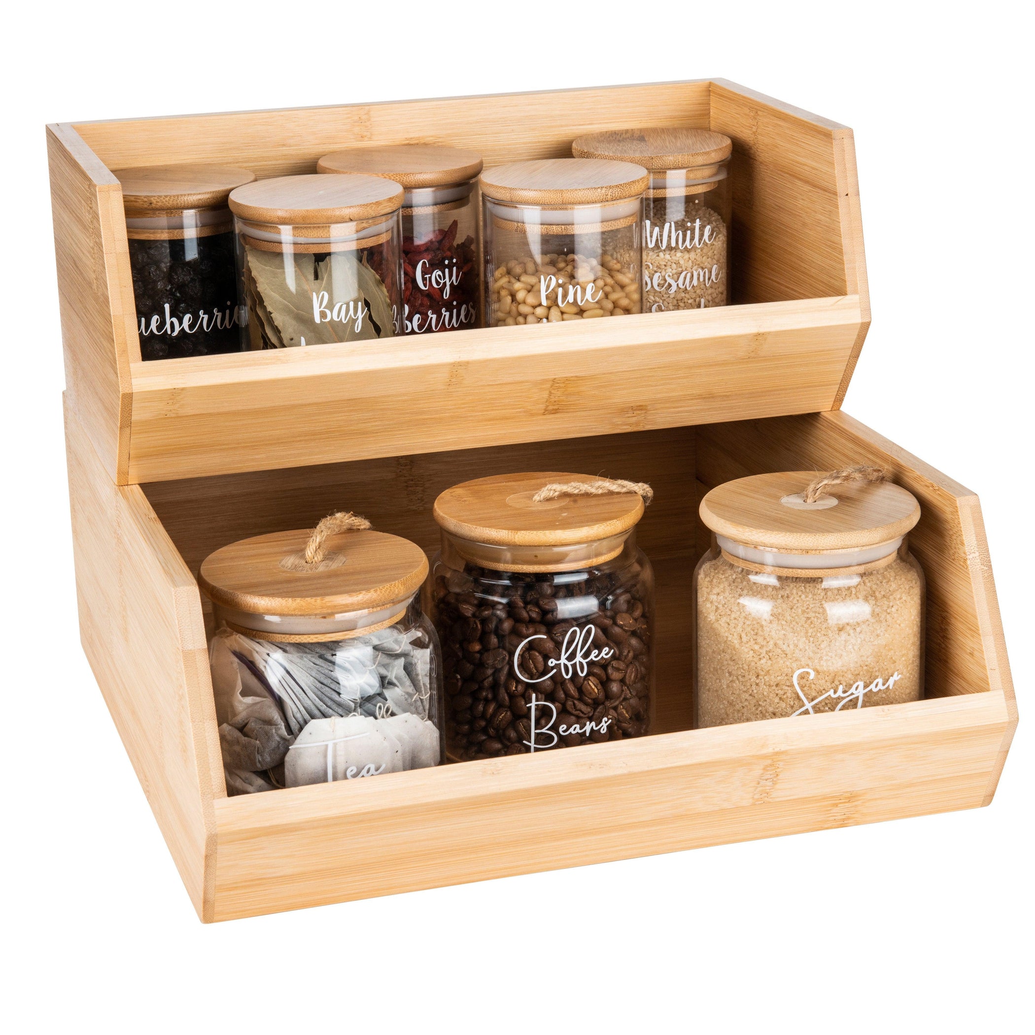 Stackable Bamboo Stackable Bamboo Organiser Pantry Pack - Home and Kitchen Organisation