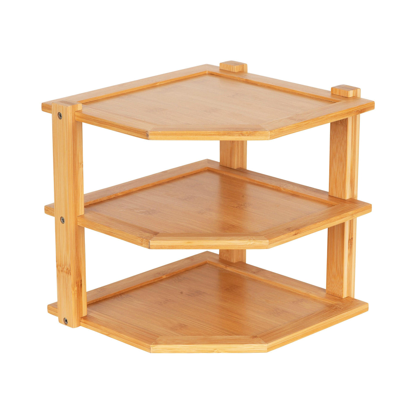 Bamboo Three Tier Corner Shelf for Home and Kitchen Organisation